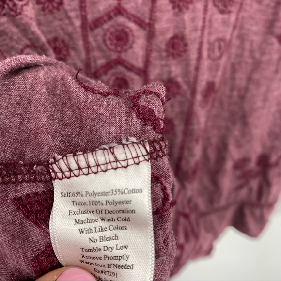 Johnny Was Maroon Embroidered Long Sleeve Shirt XS - Picture 5 of 8